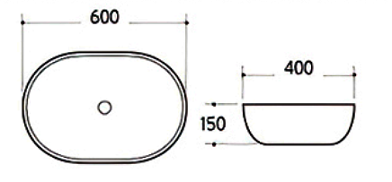 Lusso Раковина овальная на столешницу без отверстия под смеситель цвет белый глянец размер 600 мм  B